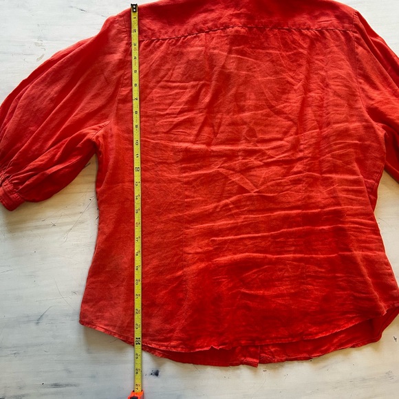 Ralph Lauren Linen burnt orange quarter length slee button down shirt Linen - Picture 5 of 6